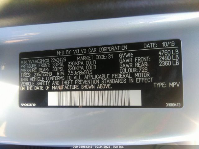 YV4AC2HKXL2242426 Volvo Xc40 T4 Momentum