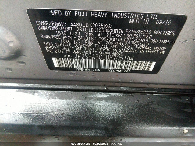 JF2SHABC3BH705184 Subaru Forester 2.5x