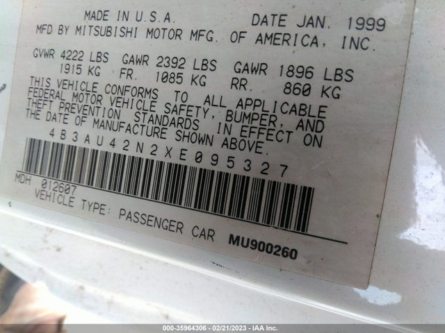 Dodge Avenger Base/es 1999 4B3AU42N2XE095327 Image 10