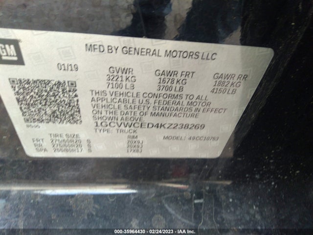 Chevrolet Silverado 1500 Lt 2019 1GCVWCED4KZ238269 Image 10