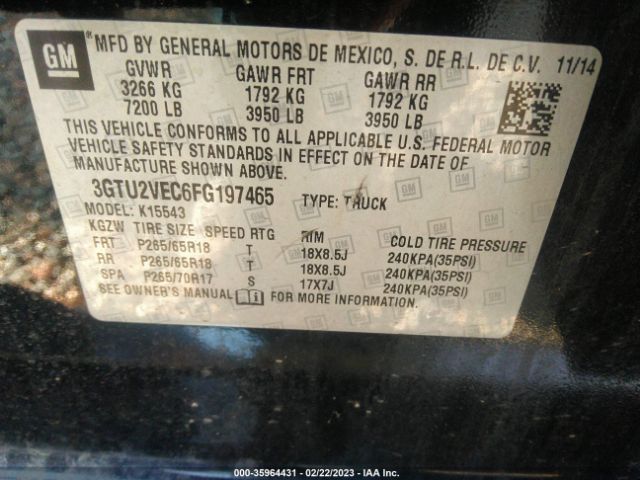 3GTU2VEC6FG197465 GMC Sierra 1500 Slt