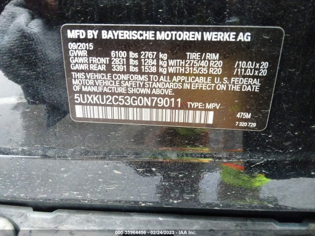 BMW X6 Xdrive35i 2016 5UXKU2C53G0N79011 Image 9