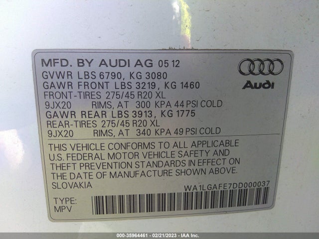 WA1LGAFE7DD000037 Audi Q7 3.0t Premium Plus