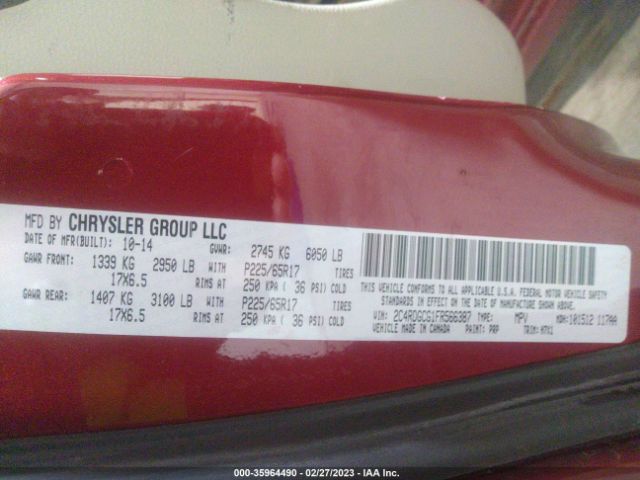 2C4RDGCG1FR566387 Dodge Grand Caravan Sxt