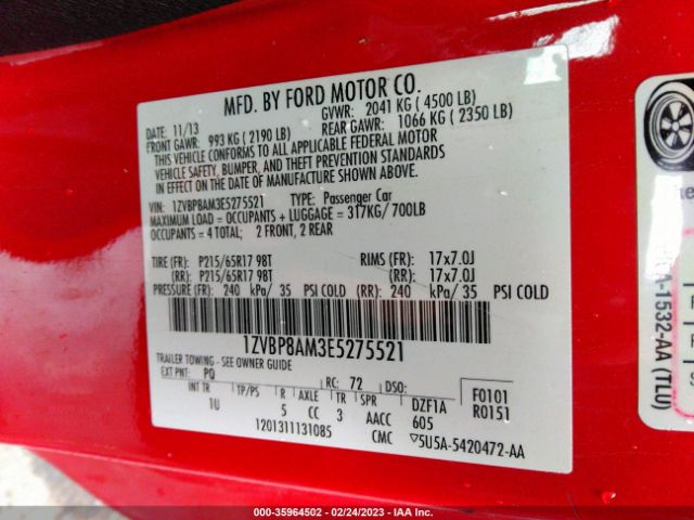 Ford Mustang V6 2014 1ZVBP8AM3E5275521 Image 10