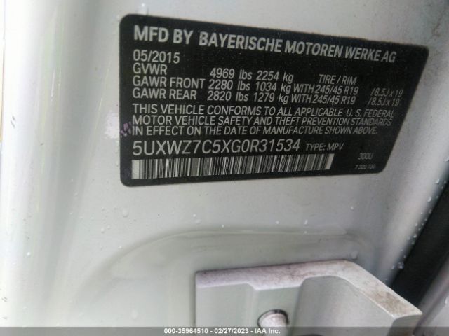 5UXWZ7C5XG0R31534 BMW X3 Sdrive28i