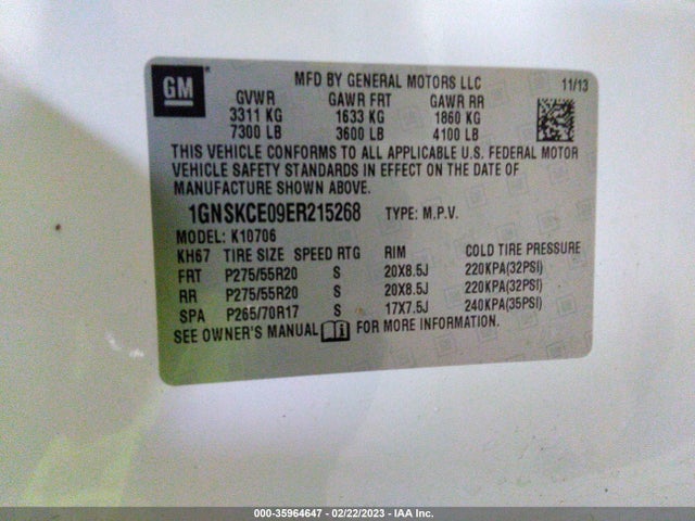 Chevrolet Tahoe Ltz 2014 1GNSKCE09ER215268 Image 11