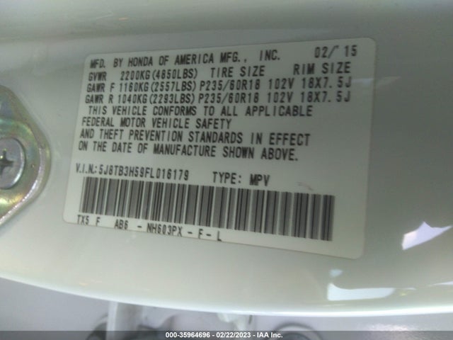 2015 Acura RDX, VIN: 5J8TB3H59FL016179