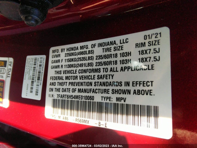 2021 Honda CR-V, VIN: 7FART6H54ME010060