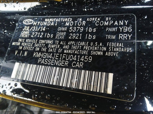 Hyundai Genesis 3.8l 2015 KMHGN4JE1FU041459 Image 9
