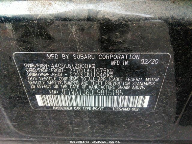 JF1VA1J60L9815185 Subaru Wrx Limited