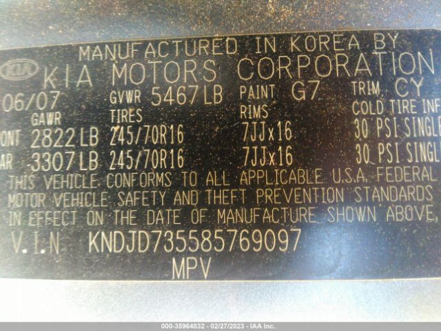 KNDJD735585769097 KIA SORENTO LX