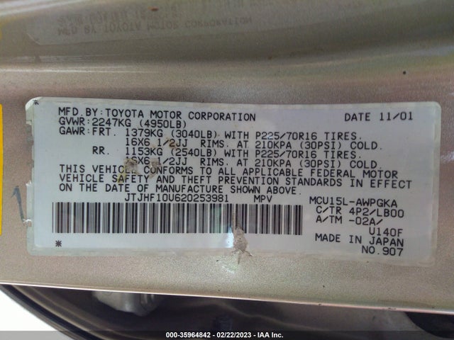 JTJHF10U620253981 Lexus RX 300