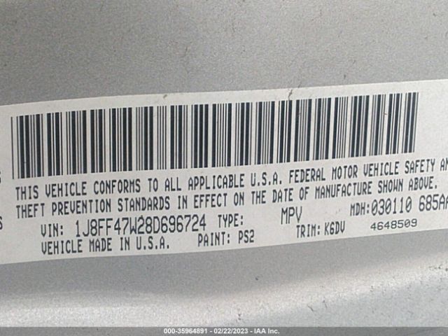 1J8FF47W28D696724 Jeep Compass Sport
