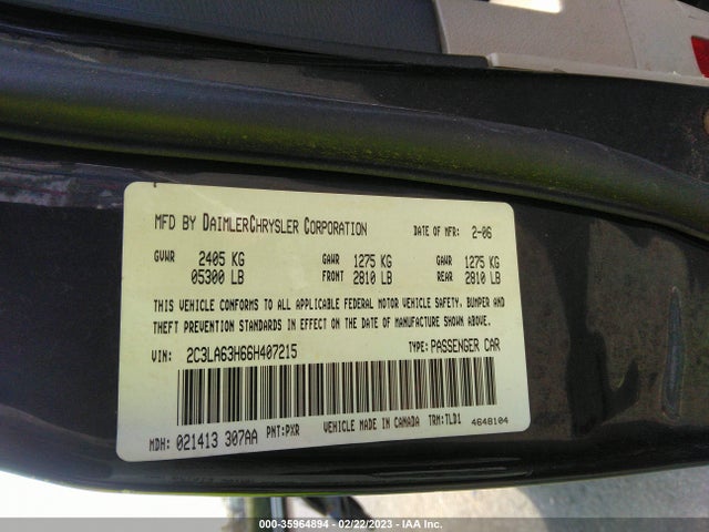 2C3LA63H66H407215 Chrysler 300 C