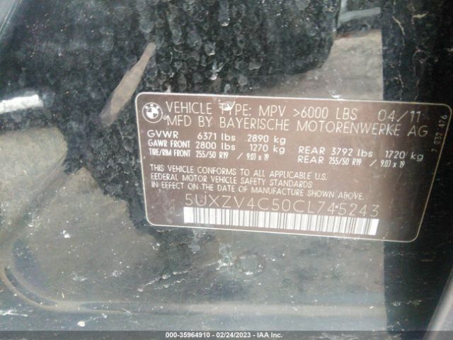 5UXZV4C50CL745243 BMW X5 35i