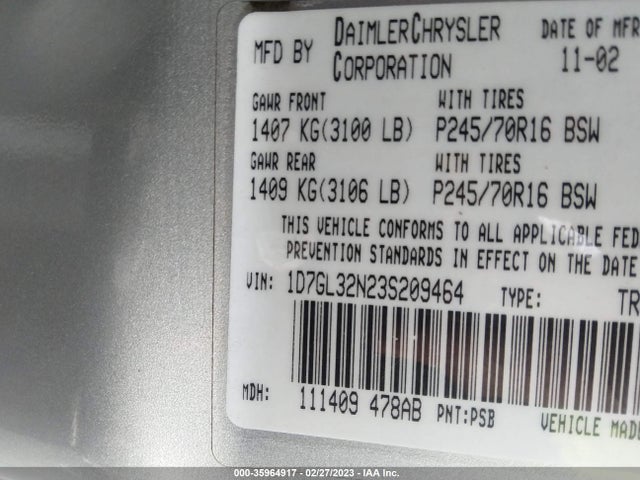 Dodge Dakota Sport 2003 1D7GL32N23S209464 Image 10