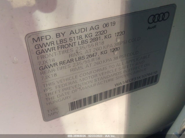 2019 Audi Q3, VIN: WA1AECF31K1076410