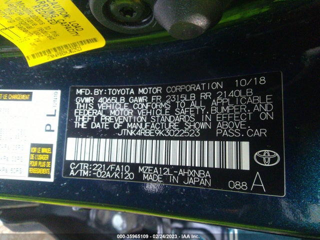 Toyota Corolla Hatchback Se/xse 2019 JTNK4RBE9K3022523 Image 10