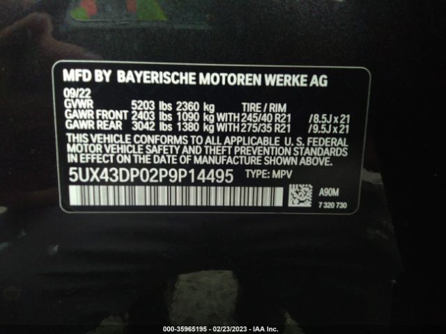 5UX43DP02P9P14495 BMW X3 Sdrive30i