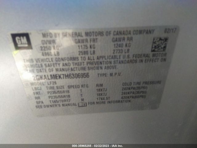 2GKALMEK7H6306956 GMC Terrain Sle