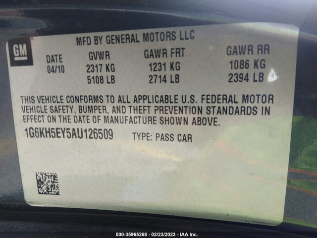 1G6KH5EY5AU126509 Cadillac Dts W/1sd