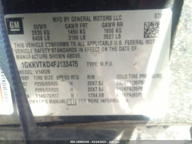 1GKKVTKD4FJ133475 GMC Acadia Denali