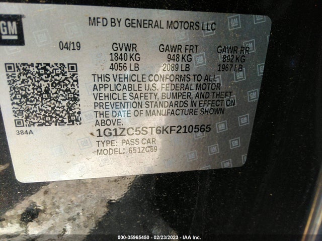 Chevrolet MALIBU LS 2019 1G1ZC5ST6KF210565 Image 10