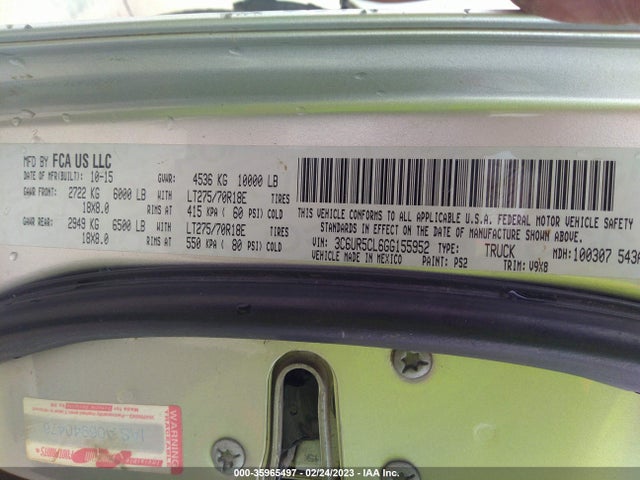 RAM 2500 Tradesman 2016 3C6UR5CL6GG155952 Image 11
