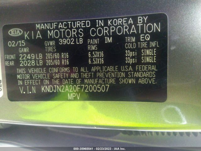 KNDJN2A20F7200507 KIA Soul Base