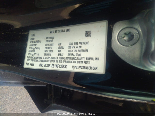 Tesla Model 3 Long Range 2022 5YJ3E1EB1NF130831 Image 9