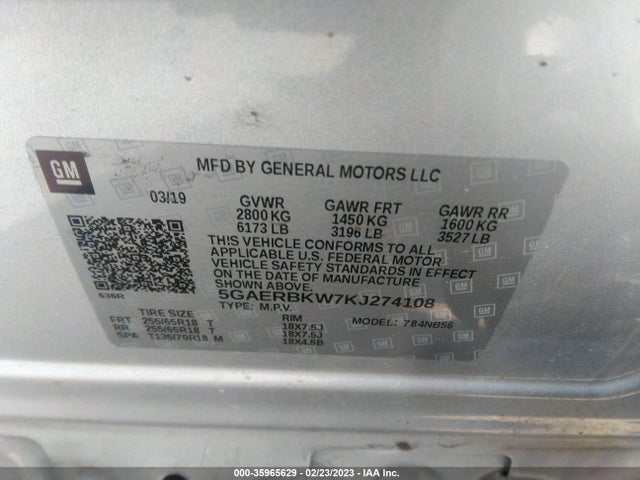 2019 Buick Enclave, VIN: 5GAERBKW7KJ274108