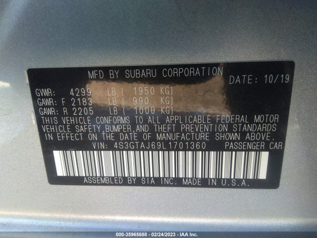 2020 Subaru Impreza, VIN: 4S3GTAJ69L1701360