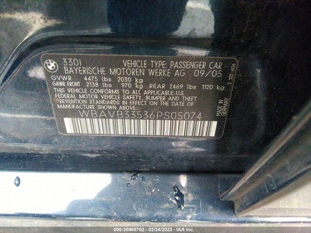 BMW 3 Series 330i 2006 WBAVB33536PS05074 Image 10