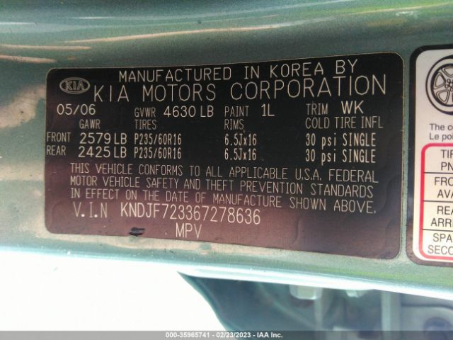 KNDJF723367278636 KIA Sportage Lx/ex