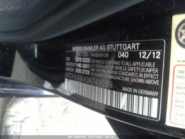 2013 MERCEDES-BENZ E-CLASS E 350 VIN: WDDHF8JB1DA749038