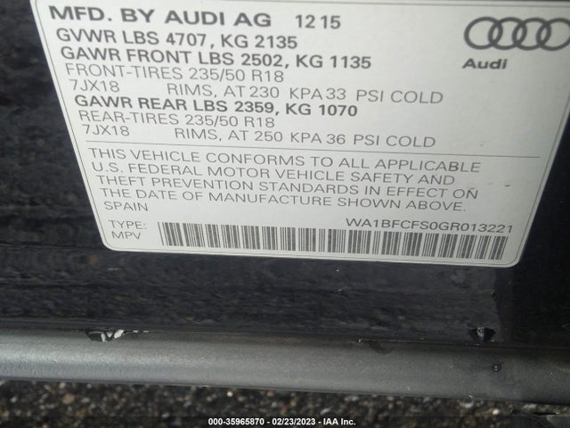 WA1BFCFS0GR013221 Audi Q3 Premium Plus