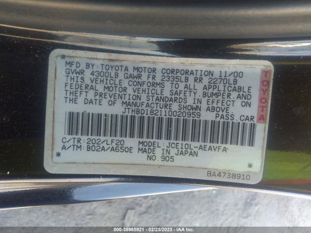 JTHBD182110020959 Lexus IS 300