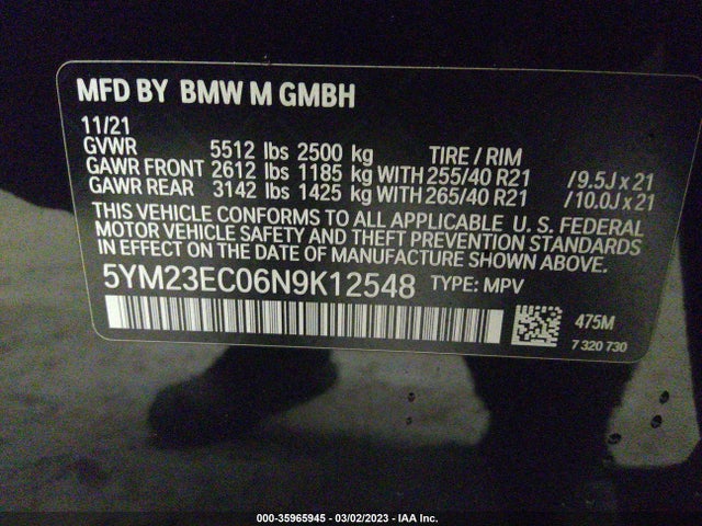 2022 BMW X4, VIN: 5YM23EC06N9K12548