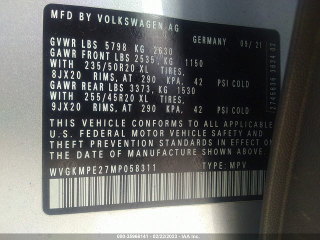WVGKMPE27MP058311 Volkswagen ID.4 PRO S