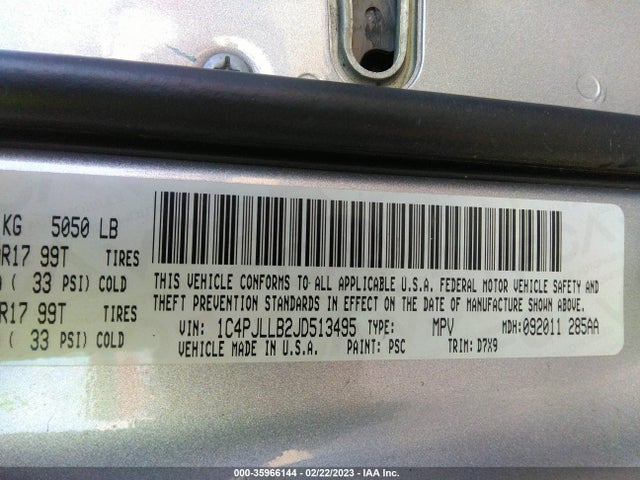 1C4PJLLB2JD513495 Jeep Cherokee Latitude Plus