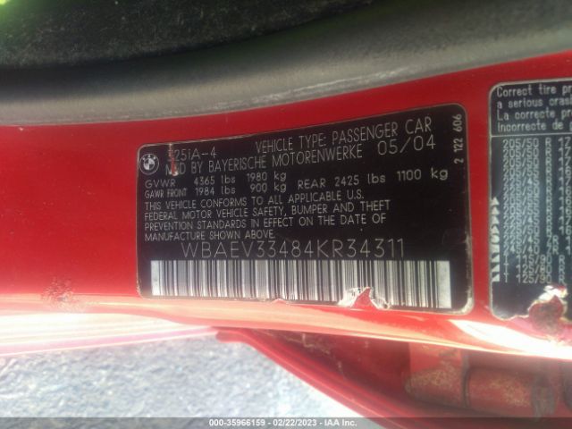 WBAEV33484KR34311 BMW 3 Series 325i