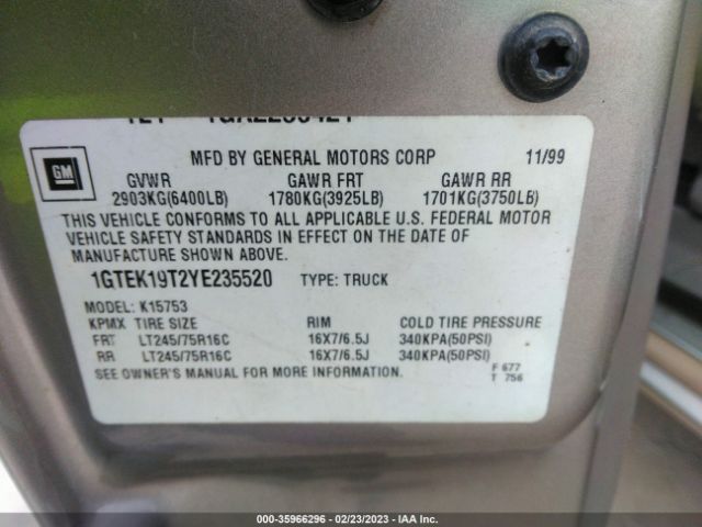1GTEK19T2YE235520 GMC New Sierra 1500 Sle