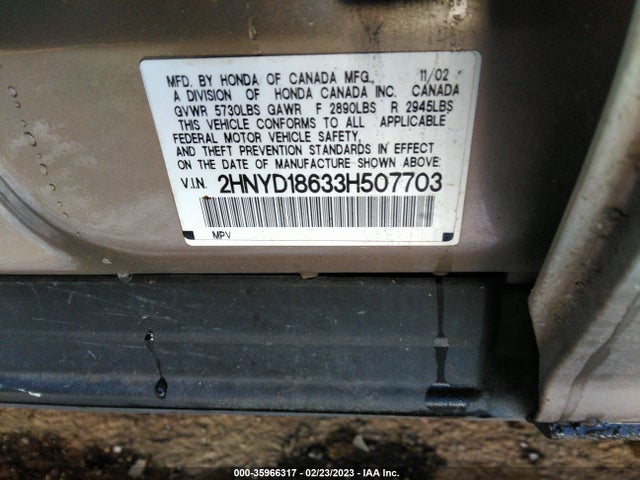 2HNYD18633H507703 Acura Mdx Touring Pkg