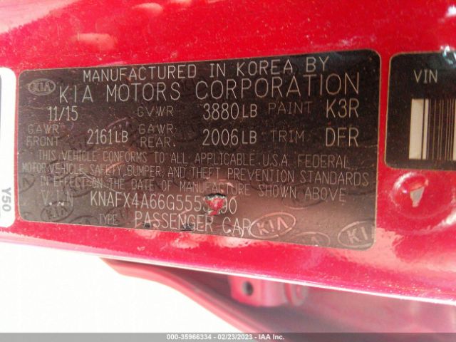 KNAFX4A66G5553990 KIA FORTE LX