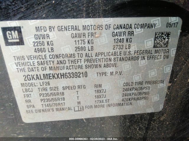 2GKALMEKXH6339210 GMC Terrain Sle