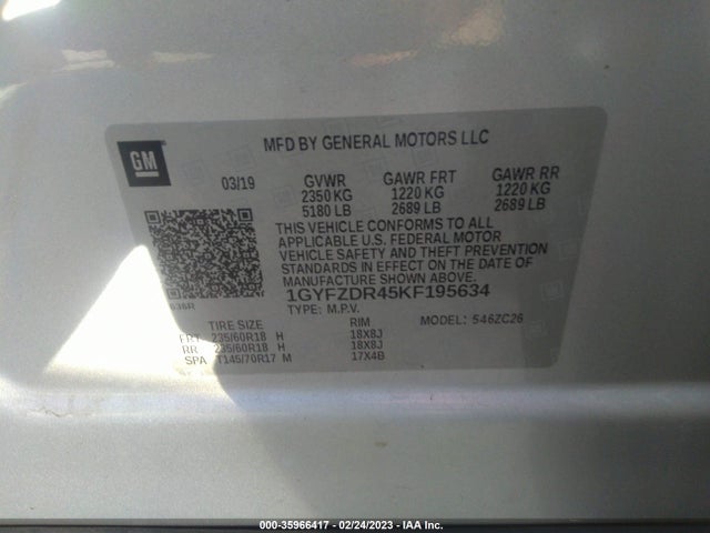 2019 Cadillac XT4, VIN: 1GYFZDR45KF195634