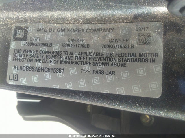 Chevrolet SPARK LS 2017 KL8CB6SA9HC815381 Image 9