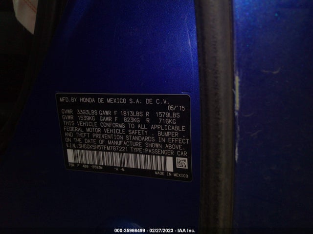 Honda FIT LX 2015 3HGGK5H57FM787221 Image 9