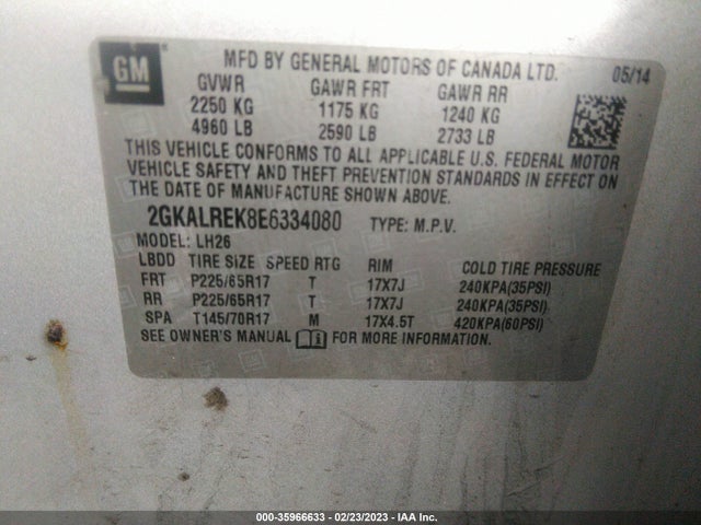 GMC Terrain Sle 2014 2GKALREK8E6334080 Image 9